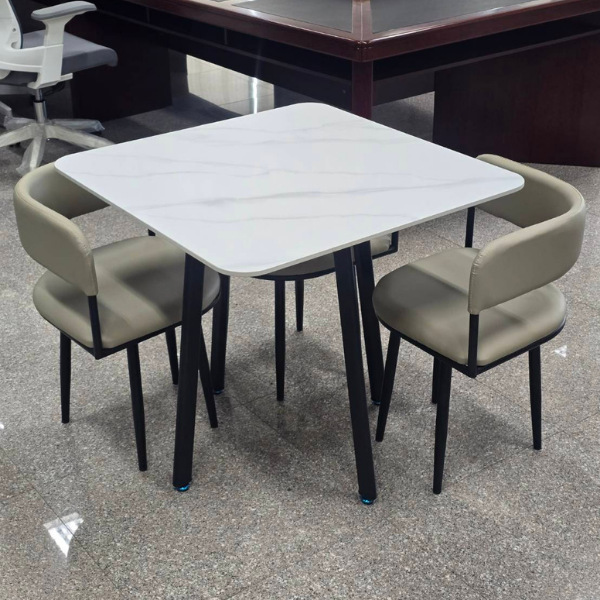 ชุดโต๊ะอาหาร 4 ที่นั่ง WISDOM DESIGN FURNITURE รุ่น PUZZLE 80 ซม. สีขาว_1